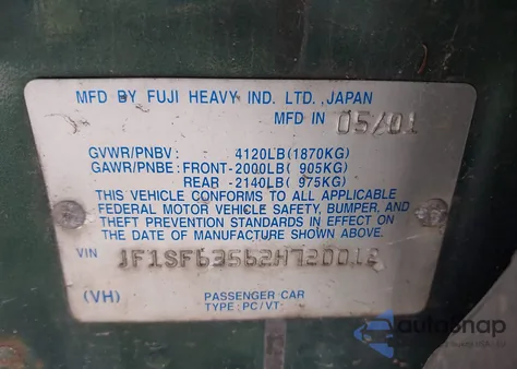 2002 Subaru Forester L из США, поврежденный, VIN JF1SF63562H720012